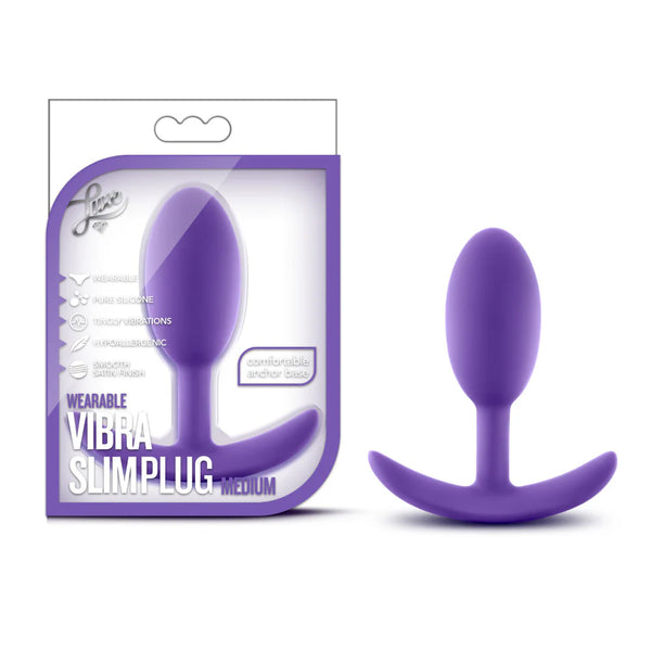 Luxe Wearable Vibra Slim Medium Platinum-Cured Silicone Anal Plug - Purple