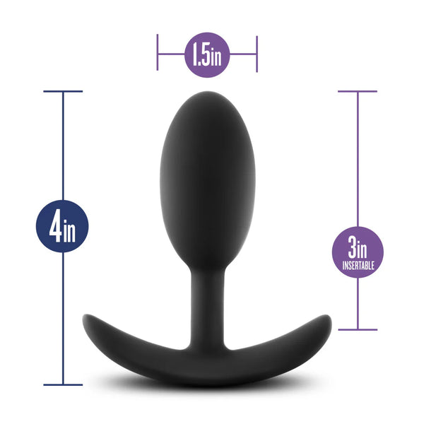 Luxe Wearable Vibra Slim Medium Platinum-Cured Silicone Anal Plug - Black