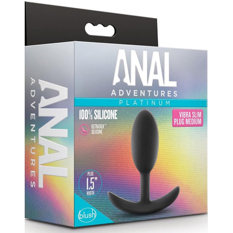 Anal Adventures Platinum 4" Vibra Slim Silicone Vibrating Inner Ball Anal Plug - Medium