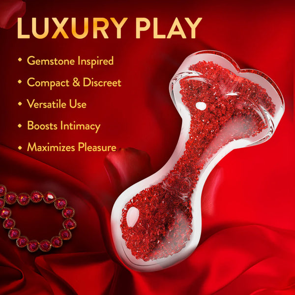 Oh My Gem Lustre Glass Anal Plug With Ruby Heart-Shaped Base
