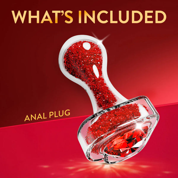 Oh My Gem Lustre Glass Anal Plug With Ruby Heart-Shaped Base