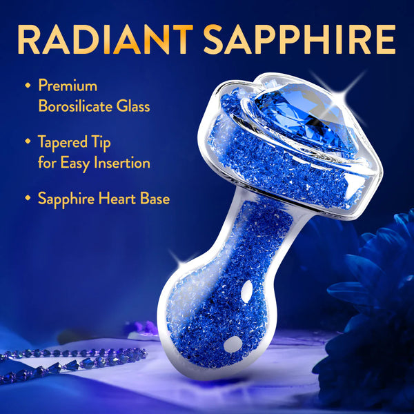 Oh My Gem Prestige Glass Anal Plug With Sapphire Heart-Shaped Base