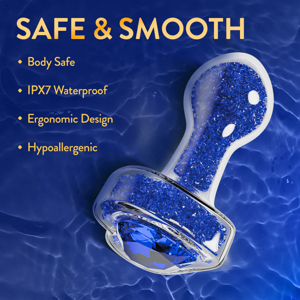 Oh My Gem Prestige Glass Anal Plug With Sapphire Heart-Shaped Base