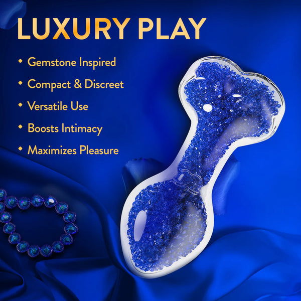 Oh My Gem Prestige Glass Anal Plug With Sapphire Heart-Shaped Base