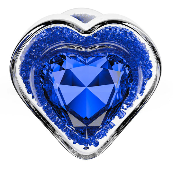 Oh My Gem Prestige Glass Anal Plug With Sapphire Heart-Shaped Base