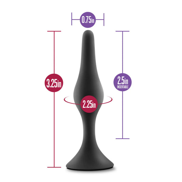 Luxe Beginner Small Platinum-Cured Silicone Anal Plug - Black