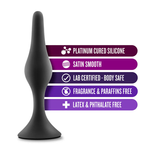 Luxe Beginner Small Platinum-Cured Silicone Anal Plug - Black