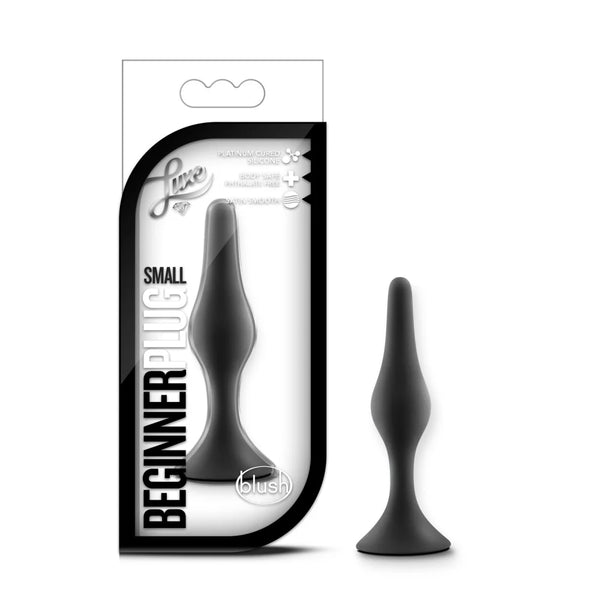 Luxe Beginner Small Platinum-Cured Silicone Anal Plug - Black