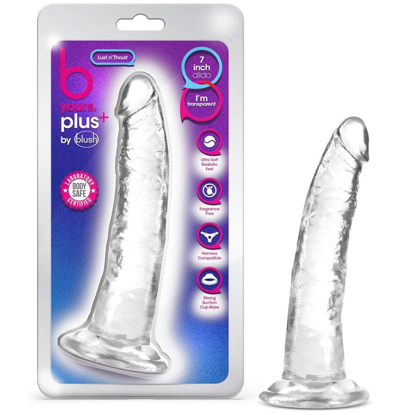 B Yours Plus 7" Lust N’ Thrust Dildo - Clear