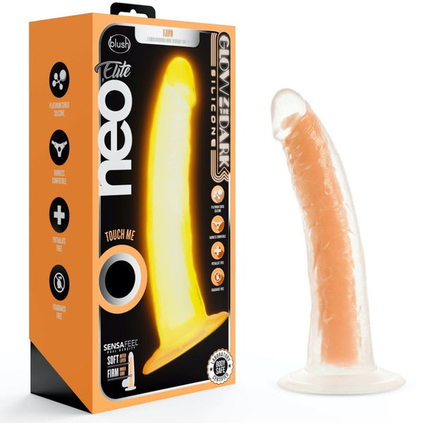 Blush Novelties Neo Elite 7" Glow in the Dark Lavo Silicone Dual Density Dildo - Neon Orange - Extreme Toyz Singapore - https://extremetoyz.com.sg - Sex Toys and Lingerie Online Store - Bondage Gear / Vibrators / Electrosex Toys / Wireless Remote Control Vibes / Sexy Lingerie and Role Play / BDSM / Dungeon Furnitures / Dildos and Strap Ons &nbsp;/ Anal and Prostate Massagers / Anal Douche and Cleaning Aide / Delay Sprays and Gels / Lubricants and more...