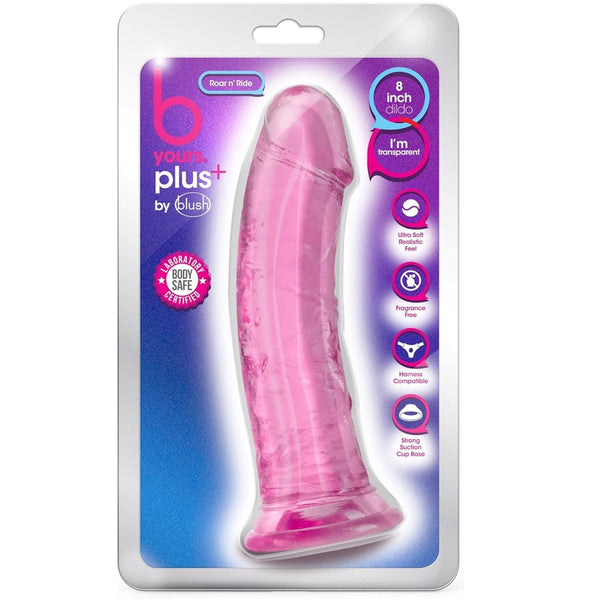 B Yours Plus 8" Roar N' Ride Dildo - Pink