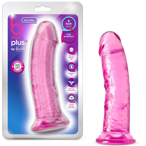 B Yours Plus 8" Roar N' Ride Dildo - Pink