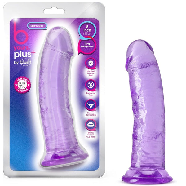 B Yours Plus 8" Roar N' Ride Dildo - Purple