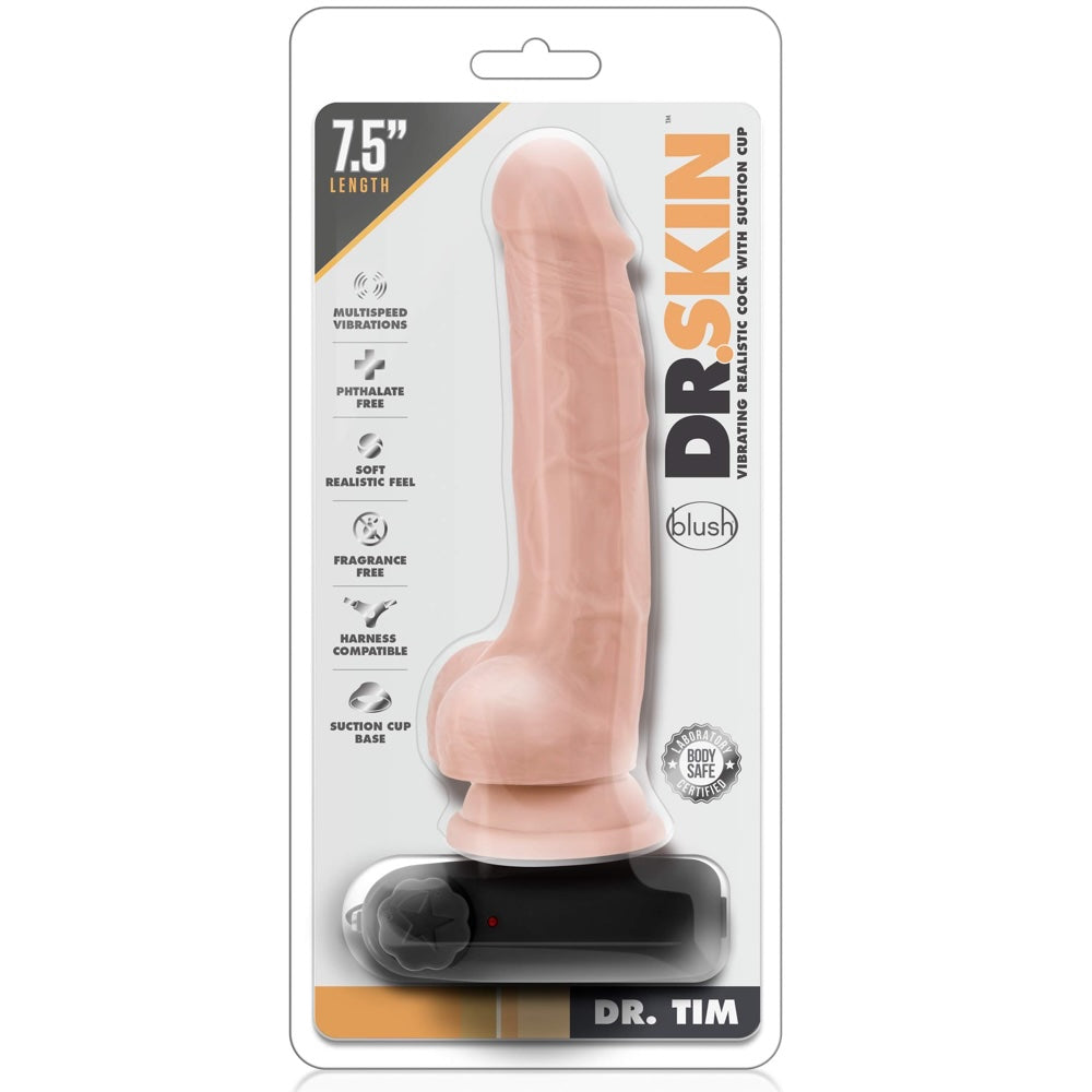 Dr. Skin Dr. Tim 7.5" Vibrating Dildo with Balls