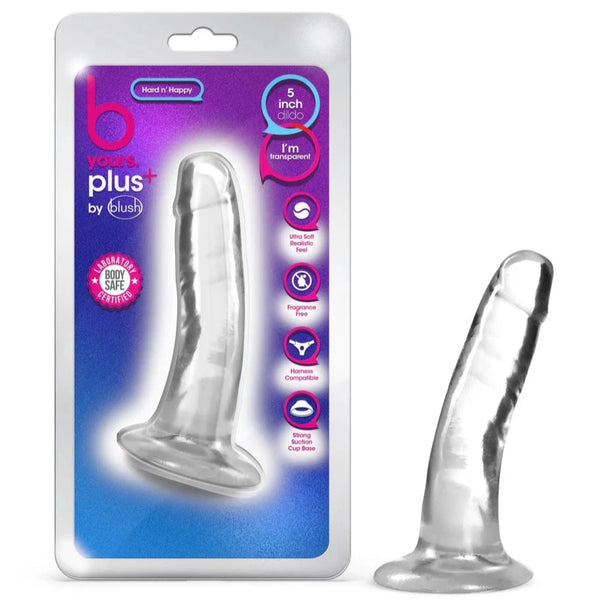 B Yours Plus 5" Hard N’ Happy Dildo - Clear