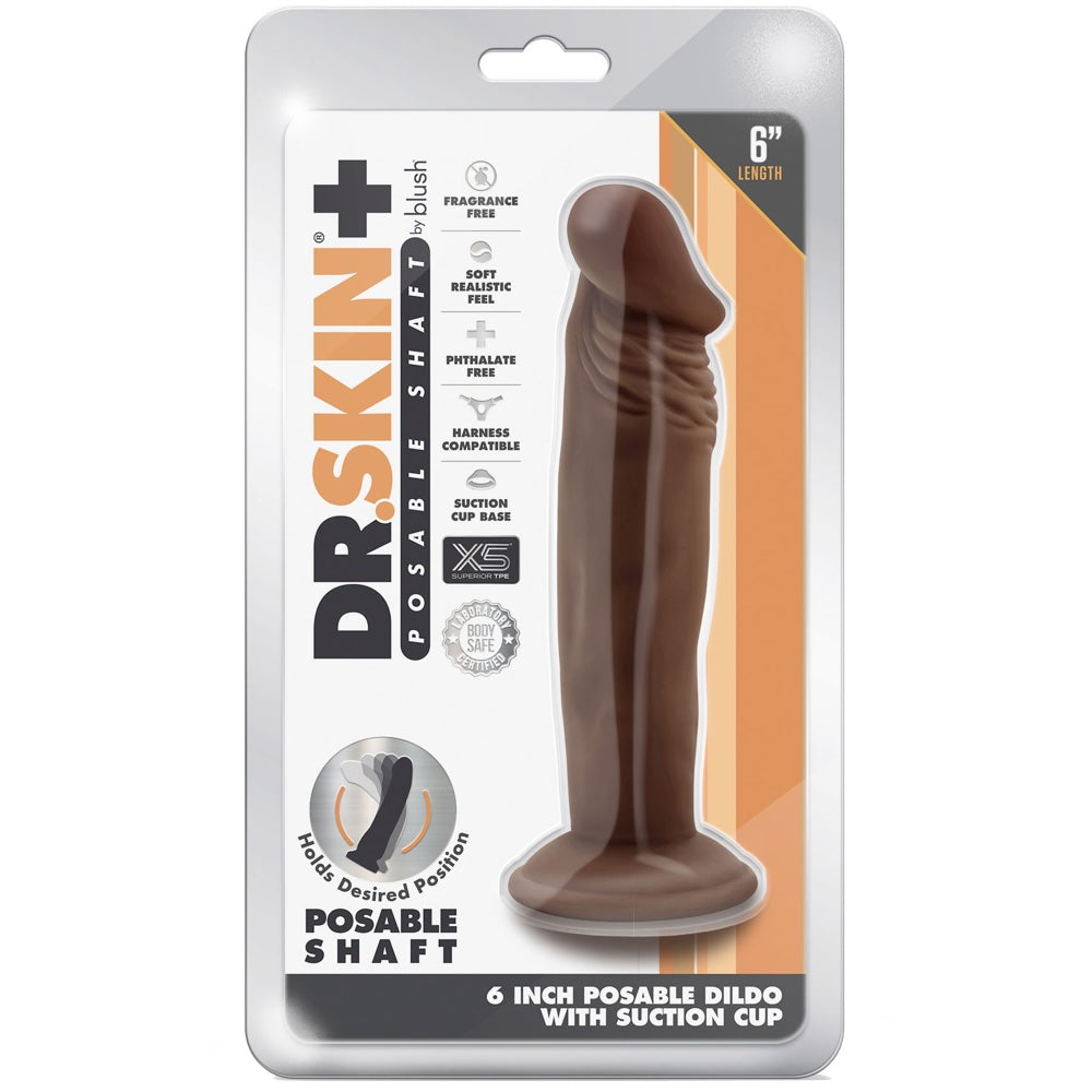 Dr. Skin Plus 6" Posable Dildo - Chocolate