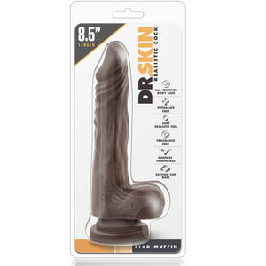 Dr. Skin Stud Muffin 8.5" Dildo with Balls - Chocolate