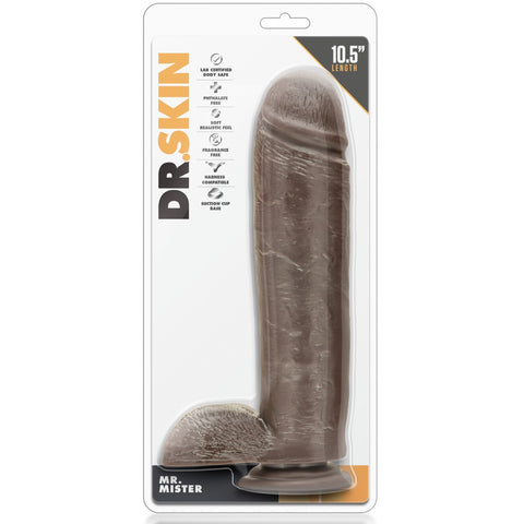 Dr. Skin Mr. Mister 10.5" Dildo with Balls - Chocolate