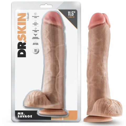 Blush Novelties Dr. Skin Mr. Savage 11.5" Dildo with Balls - Extreme Toyz Singapore - https://extremetoyz.com.sg - Sex Toys and Lingerie Online Store - Bondage Gear / Vibrators / Electrosex Toys / Wireless Remote Control Vibes / Sexy Lingerie and Role Play / BDSM / Dungeon Furnitures / Dildos and Strap Ons  / Anal and Prostate Massagers / Anal Douche and Cleaning Aide / Delay Sprays and Gels / Lubricants and more...