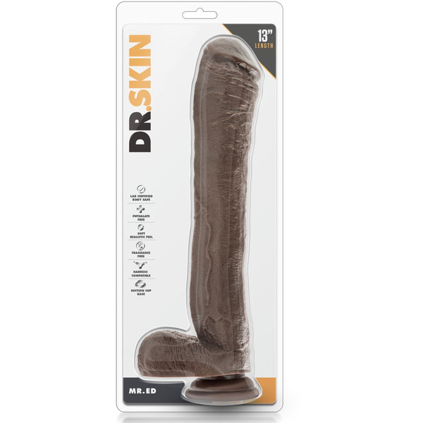 Dr. Skin Mr. Ed 13" Dildo with Balls - Chocolate