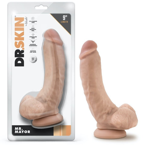 Blush Novelties Dr. Skin Mr. Mayor 9" Dildo with Balls - Extreme Toyz Singapore - https://extremetoyz.com.sg - Sex Toys and Lingerie Online Store - Bondage Gear / Vibrators / Electrosex Toys / Wireless Remote Control Vibes / Sexy Lingerie and Role Play / BDSM / Dungeon Furnitures / Dildos and Strap Ons  / Anal and Prostate Massagers / Anal Douche and Cleaning Aide / Delay Sprays and Gels / Lubricants and more...