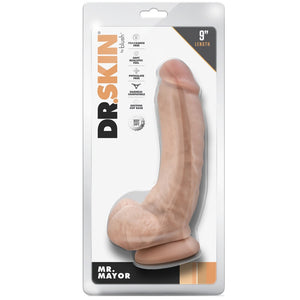 Dr. Skin Mr. Mayor 9" Dildo with Balls - Light