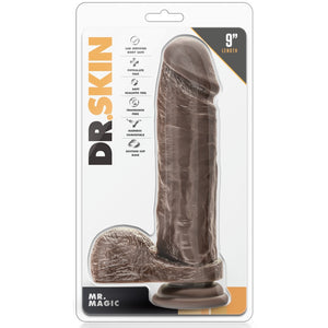 Dr. Skin Mr. Magic 9" Dildo with Balls - Chocolate