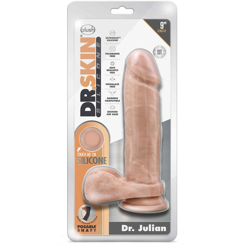 Dr. Skin Silicone Dr. Julian 9" Dildo with Balls - Light