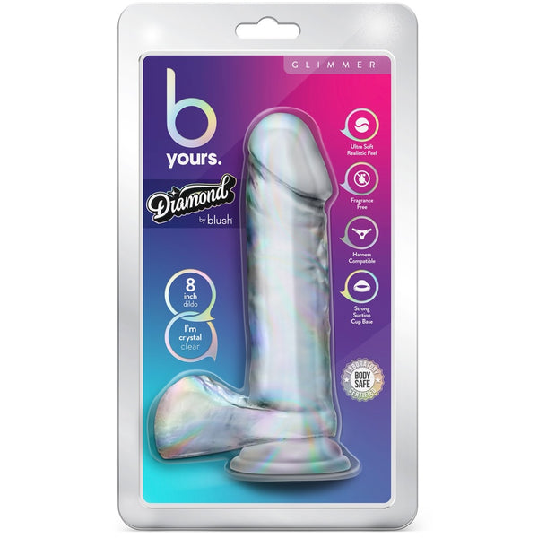 B Yours 8" Diamond Glimmer Dildo with Balls