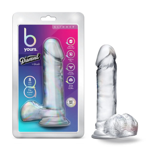 B Yours 8" Diamond Glimmer Dildo with Balls