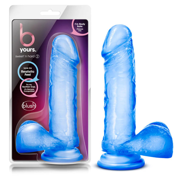 B Yours 7.75" Sweet N' Hard 2 Dildo with Balls - Blue
