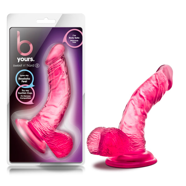 B Yours 6.5" Sweet N' Hard 8 Dildo with Balls - Pink