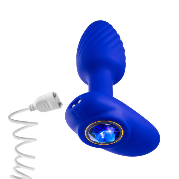 Oh My Gem Mystery Rechargeable Vibrating Anal Plug Massager with Stayput™ Design - Sapphire