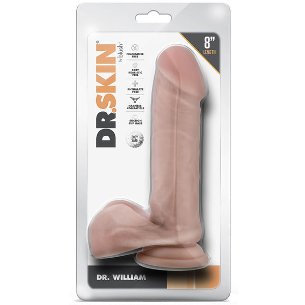 Dr. Skin Dr. William 8" Dildo with Balls - Light