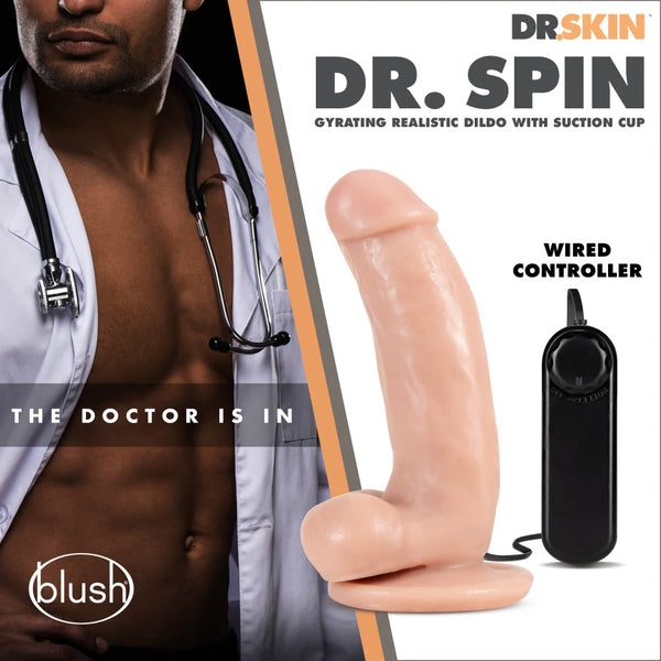 Dr. Skin Dr. Spin 7" Gyrating Dildo with Balls