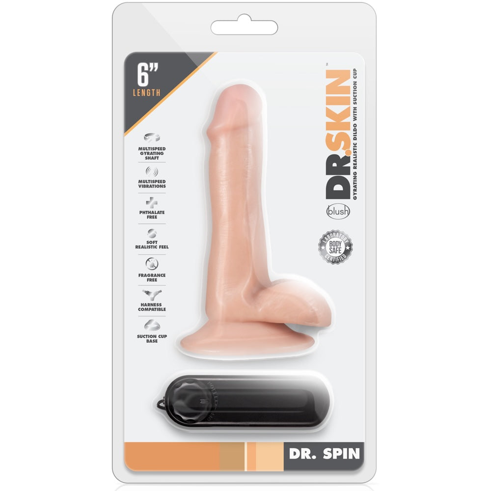 Dr. Skin Dr. Spin 6" Gyrating  Dildo with Balls