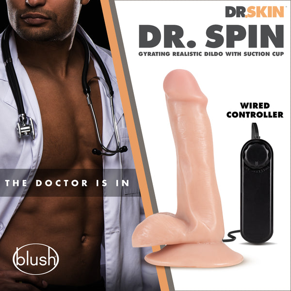 Dr. Skin Dr. Spin 6" Gyrating  Dildo with Balls