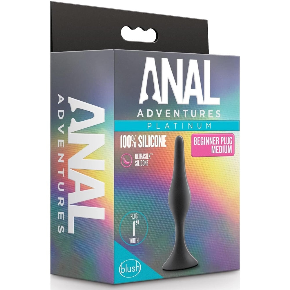 Anal Adventures Platinum 4.25" Beginner Silicone Anal Plug - Medium