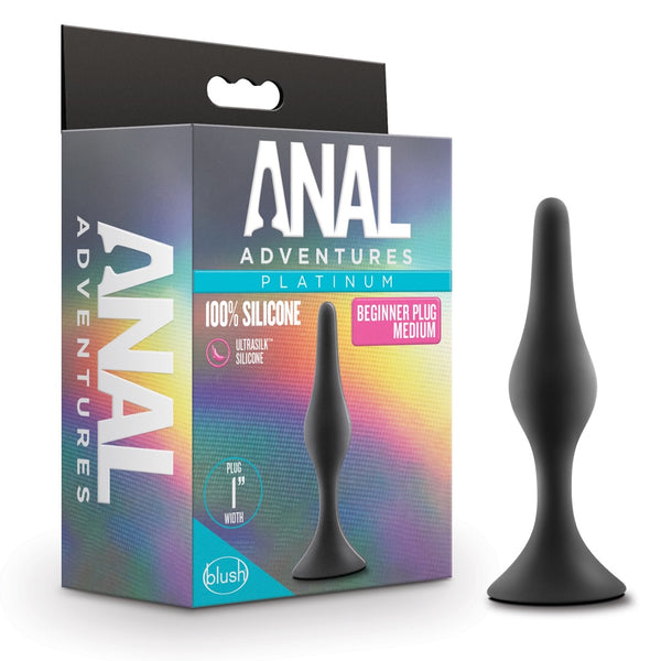 Anal Adventures Platinum 4.25" Beginner Silicone Anal Plug - Medium