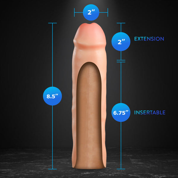 Performance Plus Tenacity 8.5" Realistic 2" Dual Density Silicone Penis Extender Sleeve