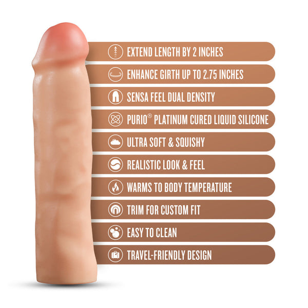 Performance Plus Tenacity 8.5" Realistic 2" Dual Density Silicone Penis Extender Sleeve