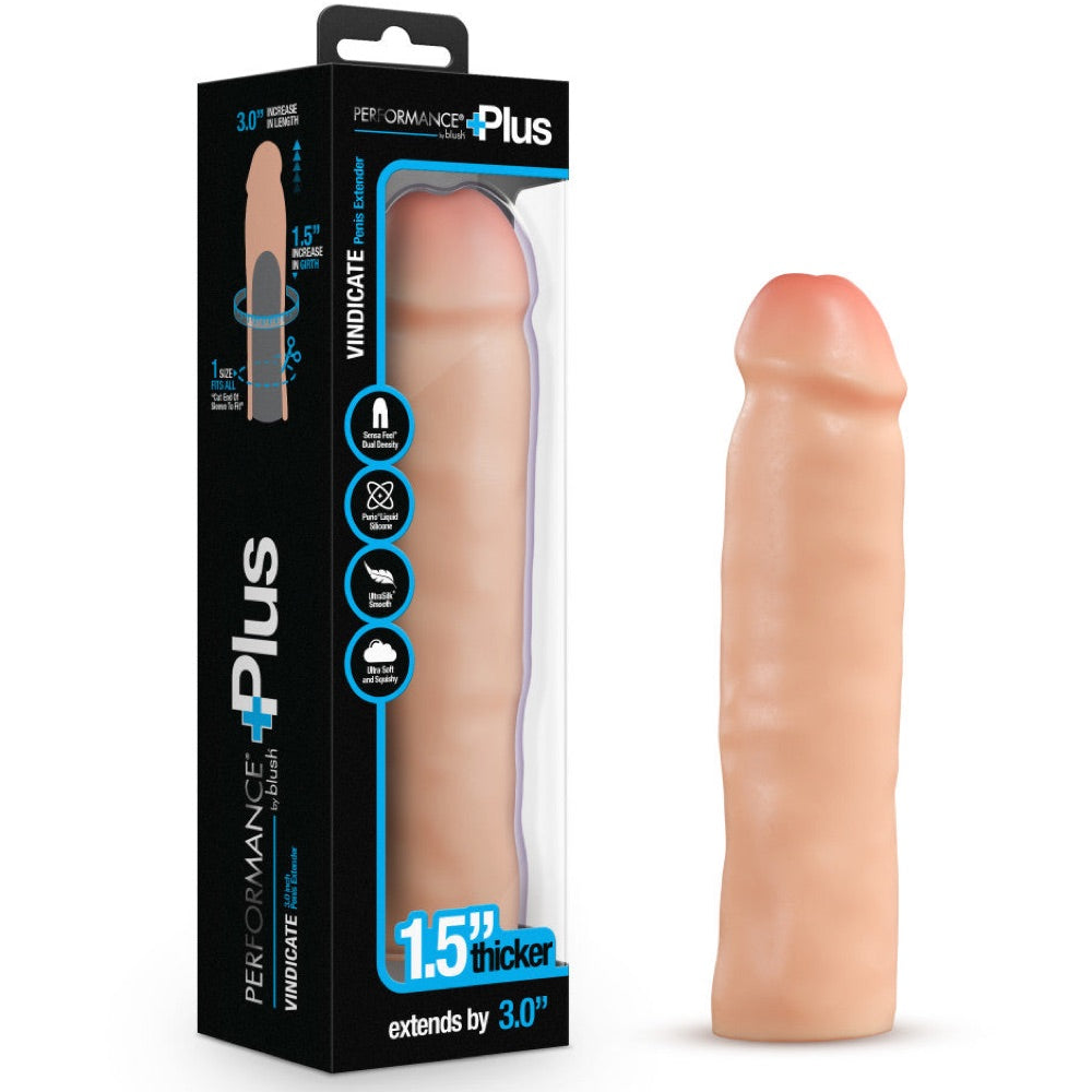 Performance Plus Vindicate 8.5" Realistic 3" Dual Density Silicone Penis Extender Sleeve