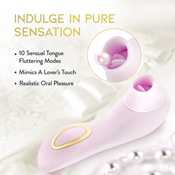 Delice Fleur Handheld Rechargeable Platinum-Cured Silicone Clitoral Stimulator with Tongue Fluttering & Suction Functions