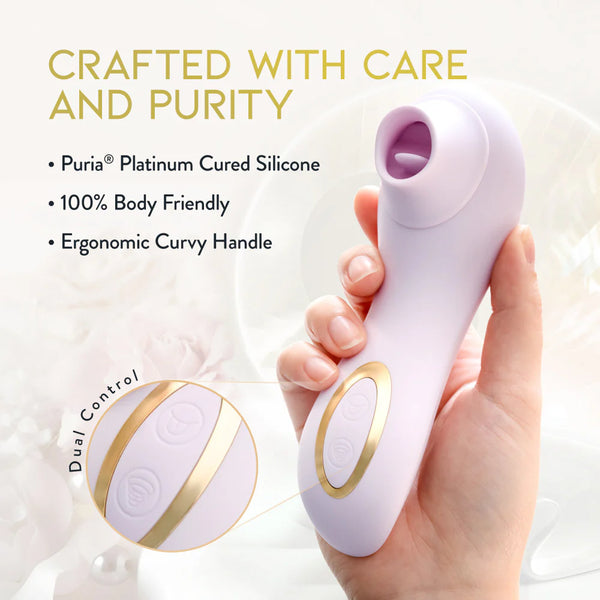 Delice Fleur Handheld Rechargeable Platinum-Cured Silicone Clitoral Stimulator with Tongue Fluttering & Suction Functions