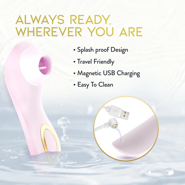 Delice Fleur Handheld Rechargeable Platinum-Cured Silicone Clitoral Stimulator with Tongue Fluttering & Suction Functions