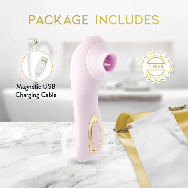Delice Fleur Handheld Rechargeable Platinum-Cured Silicone Clitoral Stimulator with Tongue Fluttering & Suction Functions