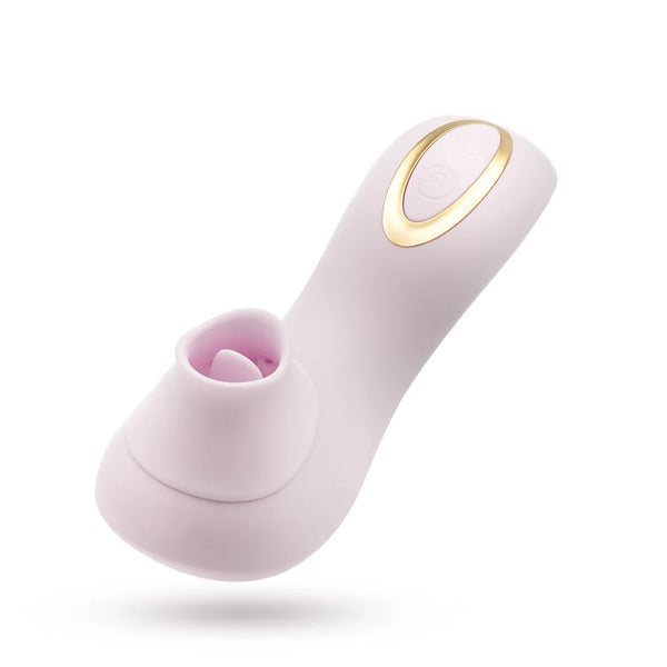 Delice Fleur Handheld Rechargeable Platinum-Cured Silicone Clitoral Stimulator with Tongue Fluttering & Suction Functions