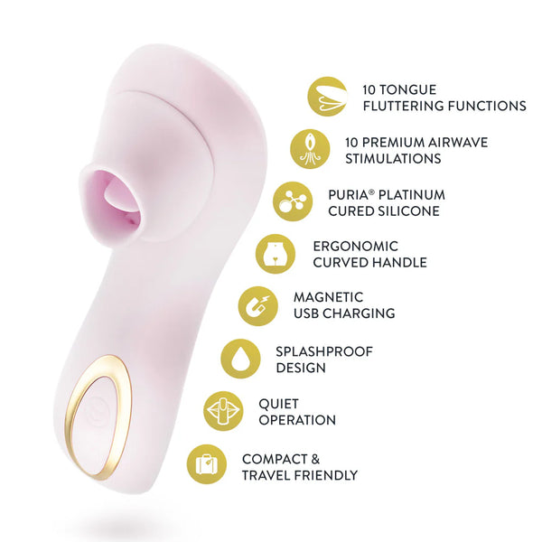 Delice Fleur Handheld Rechargeable Platinum-Cured Silicone Clitoral Stimulator with Tongue Fluttering & Suction Functions