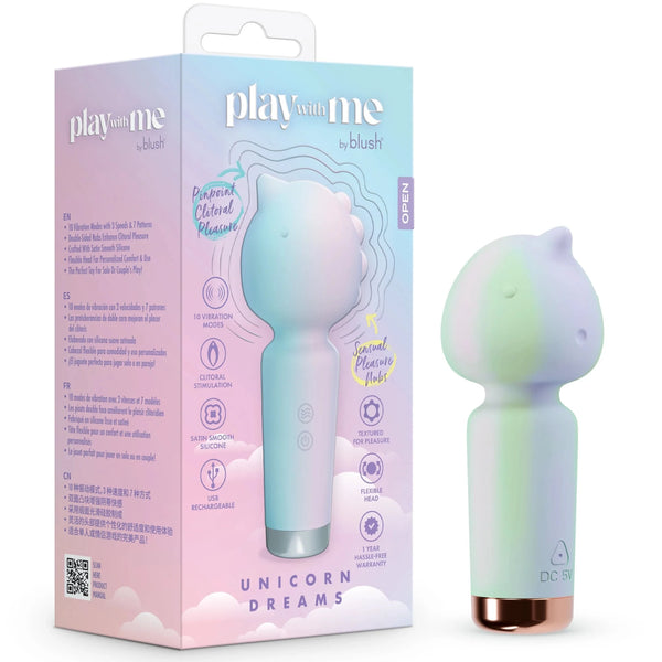Play With Me Unicorn Dreams Rechargeable Handheld Silicone Wand Vibrator