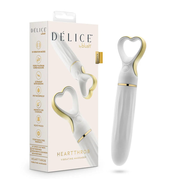 Delice Heartthrob Rechargeable Platinum-Cured Silicone Bullet Vibrator - White Bouquet